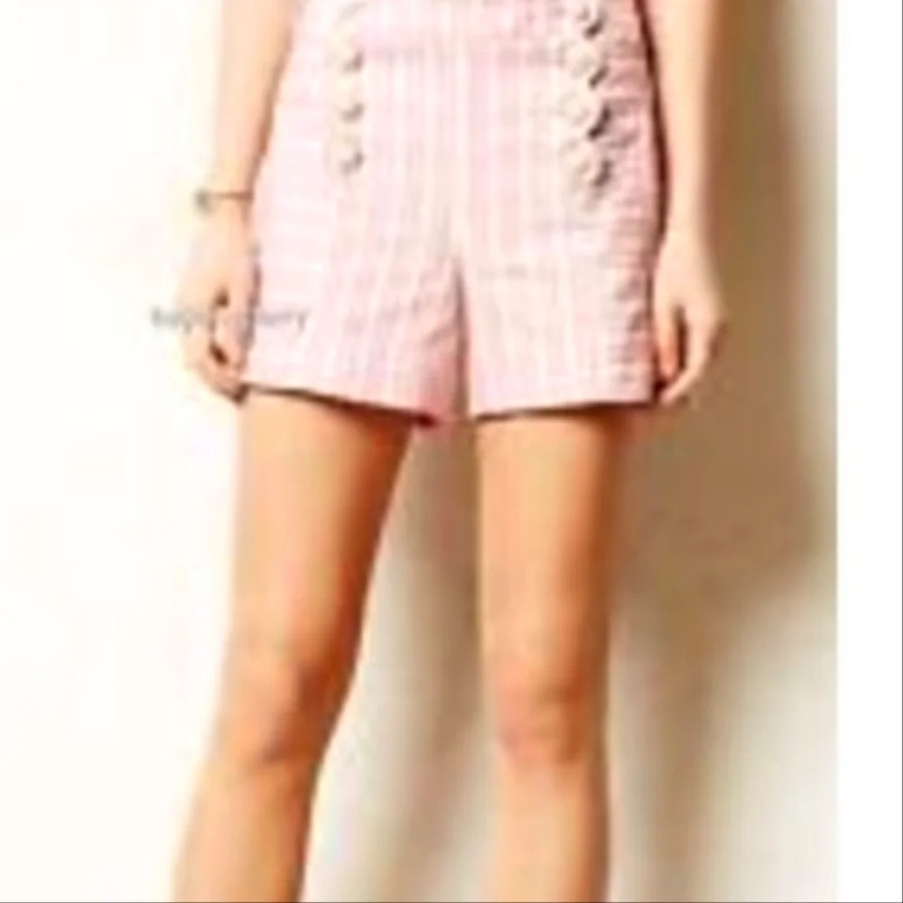 Anthropologie‎ Cartonnier Shorts Pink Scallop Sailor Button